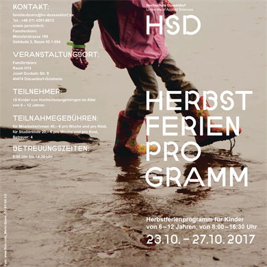 Herbstferienprogramm 2017 des Familienbüros her Hochschule Düsseldorf