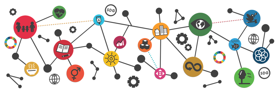 2030-Agenda-Symbole. Symbole der Ziele für nachhaltige Entwicklung, SDG, mit Daten und Web-Netzwerk-Verbindung.