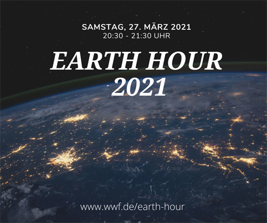 Plakat zur Earth Hour 2021. Es zeigt den Weltraum.