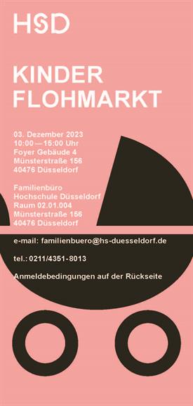 Am  3.12.2023 in der Zeit von 10.00 Uhr bis 15.00 Uhr veranstaltet das Familienbüro der Hochschule Düsseldorf den nächsten Kindersachen-Trödelmarkt.